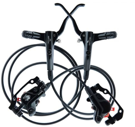 Mountainbikes Hydraulisches Scheibenbremsen-Set 2-Kolben-3-Finger-Bremshebel Aus Aluminiumlegierung Mit Bremssätteln Und Schlauch Vorne 750mm Hinten 1400mm Für 160-mm-Bremsscheiben(L Front R Rear)