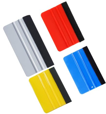 LAKJUOZ 4 Piezas Raspador De Película,Espatula Vinilo,Raspador De Borde De Fieltro,Squeegee Borde Del Fieltro,Espátula Para Aplicar O Quitar Pegatinas