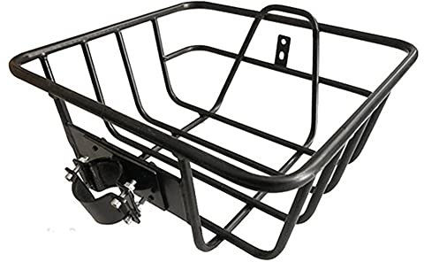 Mircube Bicycle Front Basket for Women, Black, Metal, Rack Mount, 25 kg Load Capacity, 32x30x13 cm