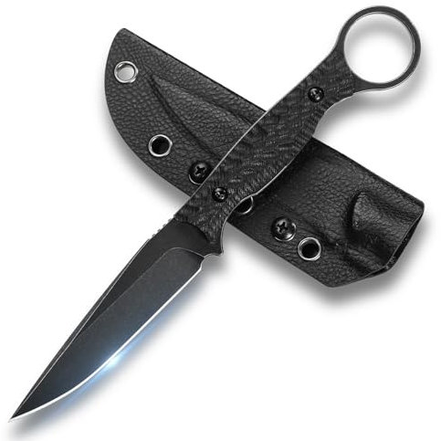 SMITH CHU Outdoor Messer Feststehende Klinge mit Kydex Scheide, hergestellt aus 5Cr15MoV Stahl, Stonewashed Full-Tang Survival Messer mit G10-Griff, Geschenk für Männer