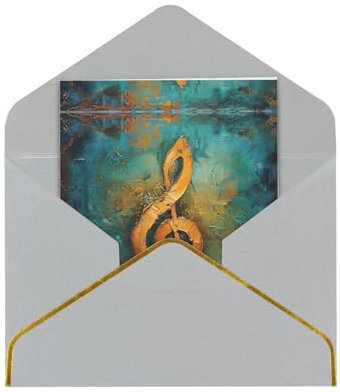 Weihnachtskarte mit Musik-Symbol-Druck, Happy Holiday-Karte, einzelne unbeschriftete Karte mit Umschlag, 11,4 x 15,7 cm