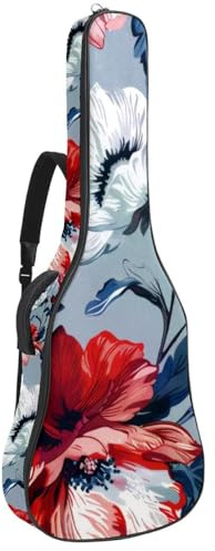 Gitarrentasche mit nahtlosem Blumenmuster, Digitaldruck, gepolsterte Tasche für Akustikgitarre, Rucksack mit verstellbaren Schultergurttaschen, Mehrfarbig 07, 42.9x16.9x4.7 in, Lässiger Tagesrucksack