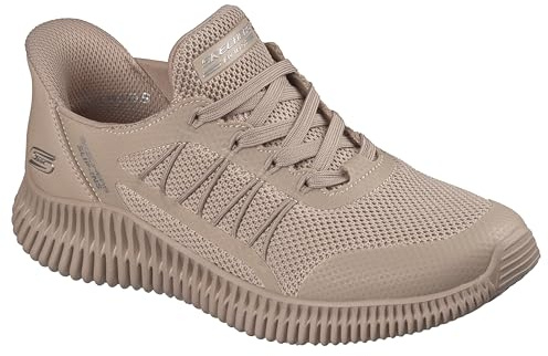 Skechers Women's Bobs Geo Lite Divine Pace Slip-in Trainers, Tan Knit, 6 UK