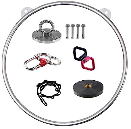 WJFTODAY Aerial Hoop 95 cm 100 cm Doppelpunkt-Hoop, Tanz-Yoga-Hoop zur Steigerung des Tempunkt-Hoop, Tanz-Yoga-Hoop zur Steigerung des Temperaments, Heim-Fitnessstudio-Zubehör – Aerial-Ausrüstungsset