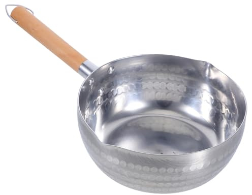 Amosfun Japanese Style Pan Enamel Cookware Chef Pan Outdoor Camping Skillet Wooden Handle Stove