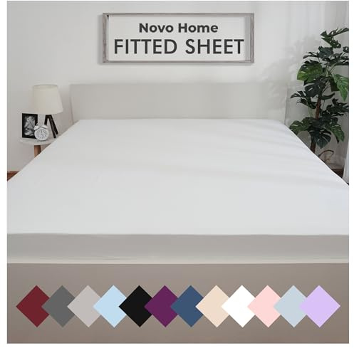 White Fitted Sheet Small Double Beds (120×190 cm, Deep 30 cm) – Pack of 1 Soft Microfibre Elasticated Cover – Breathable, Durable & Easy Care Bottom Sheet