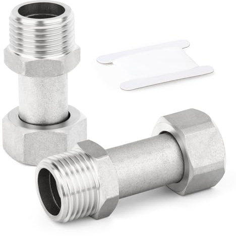 ERGAOBOY 2 piezas de 57 mm de longitud, conector flexible y móvil de acero inoxidable 304, hembra y macho BSP de 1/2 para rociador, válvula angular, brazo de ducha