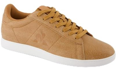 Le Coq Sportif - Courtset - Sneaker Homme Tige Cuir et Textile - Semelle Caoutchouc - Chaussure de Ville Style Tennis Look Urbain Décontracté - Taille 46 - Marron
