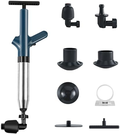 BEOSIOR Toilet Unblocker, Heavy Duty with 360° Unclogging Head and A Holder Toilet Plunger Sink Unblocker High Pressure Plunger Kit for Unblocking Toilet Bathtub Shower Floor Drain and Pipe Clog