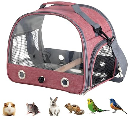 Borsa Da Viaggio Per Uccelli, Trasportino Da Viaggio Per, Borsa Per Uccelli Con Asta e Vassoio In Acciaio Inox, Trasportino Portatile Per, per Pappagalli, Piccoli Animali, Rosa