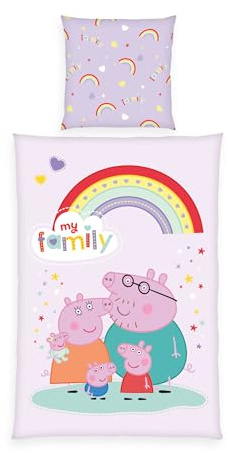 Herding Peppa Pig Bettwäsche, Kissenbezug ca. 80x80 cm, Bettbezug ca. 135x200 cm, mit Reißverschluss, Baumwolle, Renforcé