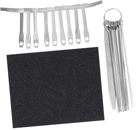 Cabilock Kit de Reparación de Guitarras 19 Piezas, Incluye Calibrador de Radio de Cuerdas Inferiores y Papel de Lija de Aleación para Mantenimiento Profesional