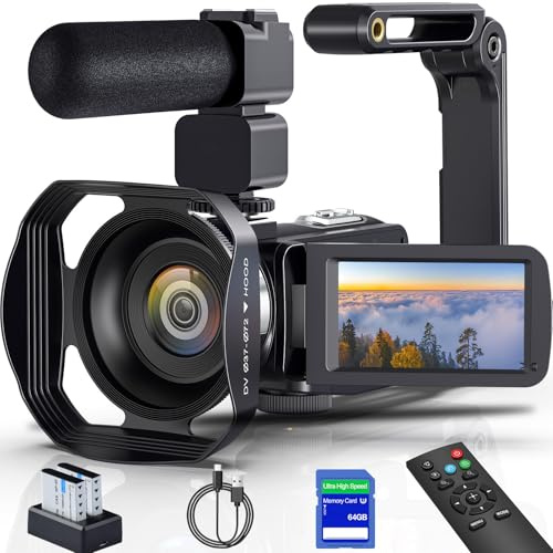Videocámara de video 8K de 64 MP, YouTube, videocámaras de vlogging, visión nocturna por infrarrojos, WiFi, videocámaras web con zoom digital de 18X, estabilizador de pantalla táctil de 3.0 pulgadas