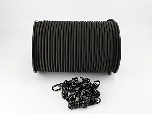 10mm Expanderseil schwarz 20m + 20 Spiralhaken Expanderseile Haken Seil Plane