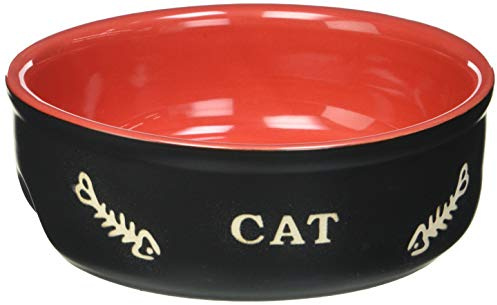 Nobby Katzen Keramikschale CAT, schwarz/rot Ø13,5 X 5 cm, 1 Stück
