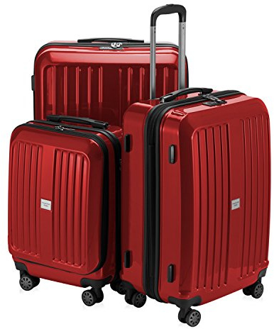 Hauptstadtkoffer - X-Berg - 3er Koffer-Set Hartschalen-Koffer Koffer Trolley Rollkoffer Reisekoffer, TSA, (S, M & L) Rot glänzend