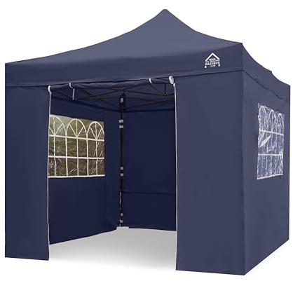 All Seasons Gazebos 3x3m Heavy Duty Fully Waterproof Pop up Gazebos and 4 Premium Side Walls – Navy Blue