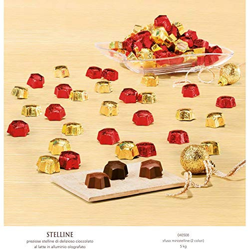 CAFFAREL 1 kg de chocolates estrellas rojo y dorado chocolate con leche