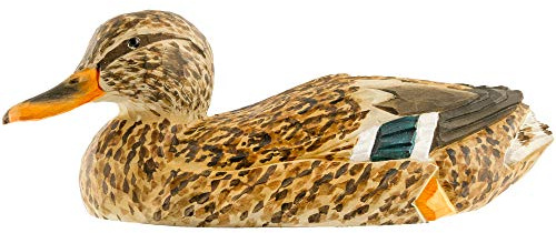 WILDLIFEGARDEN WG468 DecoBird Stockente Weibchen - Handgeschnitzter Dekorative Vogel aus Holz - Große Europäische Vögel