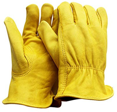 Gartenhandschuhe, Ziegenleder-Rosenschnitthandschuhe - Atmungsaktive Haltbarkeit, mit Dornschutzhandschuh,L