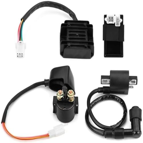 KSTE Bobina de Encendido Caja CDI,Regulador Rectificador Relé de Arranque,Bobina + CDI Unidad + rectificador regulador + Solenoide de 150cc 250cc Pit Quad Dirt Bike ATV Buggy