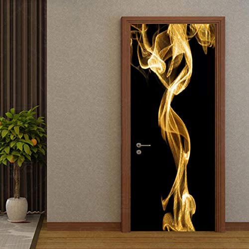 YQLKD Türtapete Türfolie 3D Golden Smoke Black Aufkleber An Den Türen