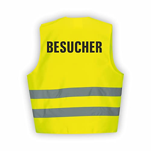 Fassbender-Druck WARNWESTEN - Sicherheitsweste GELB Warnweste nach EN ISO 20471 zertifiziert - Warn Weste für BESUCHER- Unisex mit hochwertigem Reflektorstreifen