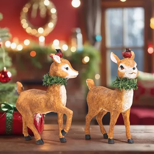 Reindeer Standing Table Decor Home Decoration Reindeer Figurines Indoor Decorative Deer,6.9 inch,2 PCS