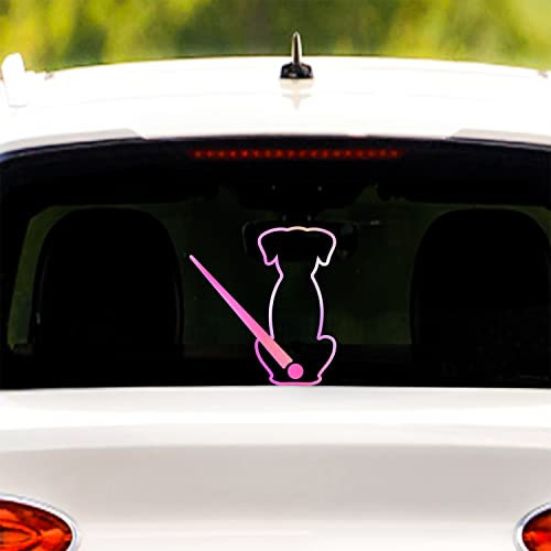 Iprokiu Cartoon Cute Pet Dog Car Sticker Animal Puppy Rear Wiper Sticker Funny Dog Moving Tail Waving Wiper Sticker Rear Window Decal Waterproof Windshield Wiper Decal Car Styling (Rainbow White)
