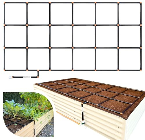 The Garden Grid | Square Foot Gardening, Raised Bed, Planter or Container Watering System | Preassembled Drip Irrigation, Soaker Hose, Sprayer Style Kit & Plant Spacing Tool, in One - 3x6 (33.5x66)