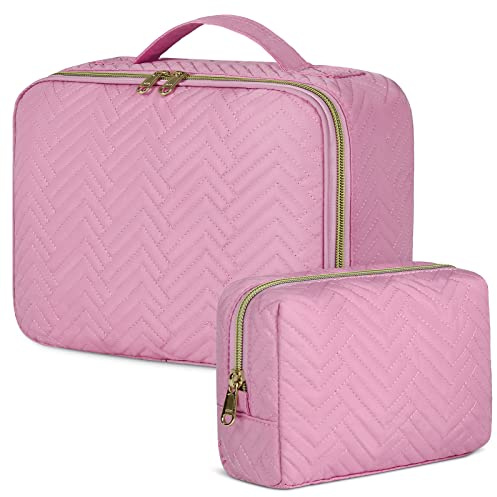 IGOLUMON Kosmetiktasche Kulturtasche Damen Kulturbeutel zum Aufhängen wasserdichte Schminktasche Große Make up Tasche für Reise 2 Stücke Rosa