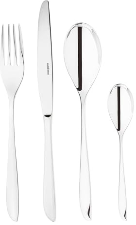 Sambonet Leaf 52163-G2 – bestick i rostfritt stål 18/10, för 12 personer, 48 delar: 12 gafflar, 12 skedar, 12 knivar, 12 teskedar, diskmaskinssäkra