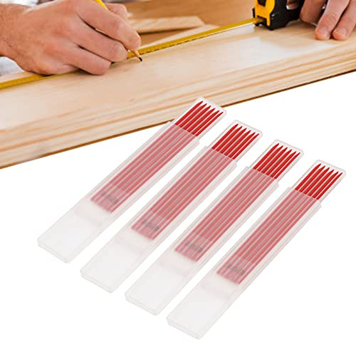 24 Piezas de Recambio de Lápiz de Carpintero, 2,8 Mm, Duradero, de Larga Duración, Lápiz HB, Marcador de Plomo, Juego de Herramientas de Trazado, Juego de Lápiz de Construcción Mecánica de(Rojo)