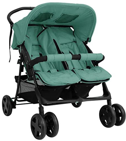 INLIFE Geschwisterwagen Grün Stahl,15.86kg,10346