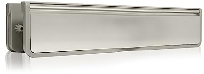Xfort MailPlate Luxe 12 Letterplate Matt Chrome Trim, Premium Draught Proof Postal Letterbox, Telescopic Sleeved Letter Box for Wooden, Composite and uPVC Midrail Doors with 40-80mm Door Thickness.