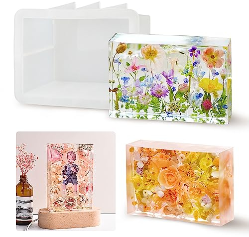 Rechteckig Silikonform Groß Rechteck Epoxidharz Form Rechteckig Gießform Würfel Harzform für Harzguss DIY Bilderrahmen Ornamente Blumen Buchstützen Handwerk Geschenk