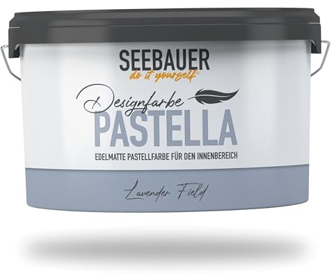 SEEBAUER diy Pastellfarbe PASTELLA Blau 2,5L (Lavender Field) Edelmatte Wandfarbe Blau Grau - Innenfarbe sehr hohe Deckkraft - Matt, Abwaschbar und Tropffrei