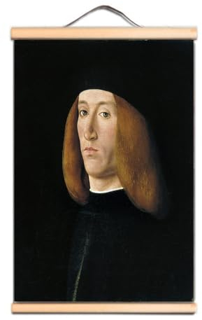 Porträt eines jungen Mannes, berühmtes Vintage-Ölgemälde – Antike hängende Leinwanddruck, Kunst, Schriftrolle, Wandbanner für Wohnzimmer, Büro, Christus-Kirche, Galerie-Dekor (60 x 90 cm)