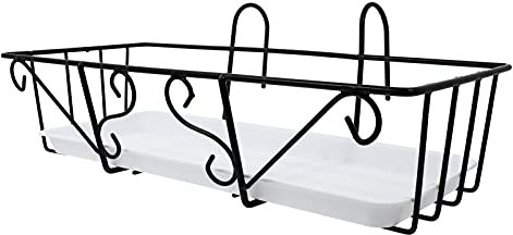 Milisten Kleiderbügel 1 Satz Wandmontierter Pflanzentopf Hängende Blumenregal Balkon Pflanzkorb Metall Blumenregal Aufhängen Hängen Topf Hängen Pflanzer Eimer Eisen Weiß Blumenbeet Saftig
