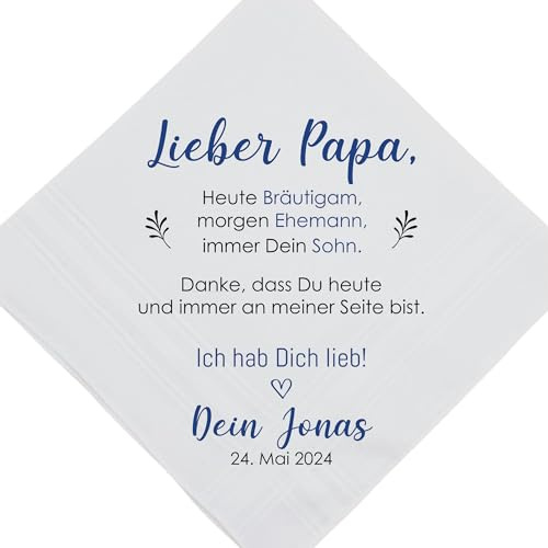Stofftaschentaschentuch für die Freudentränen am Hochzeitstag | Für Bräutigamspapa und Mama vom Bräutigam | Bräutigam, Ehemann, Sohn | Handveredelt von ManufakturZauber