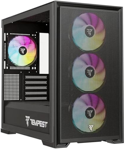 Tempest Stronghold Caja PC Micro ATX/ITX, Cristal Templado, Ventilación ARBG, USB 3.0, Torre Gaming Negra