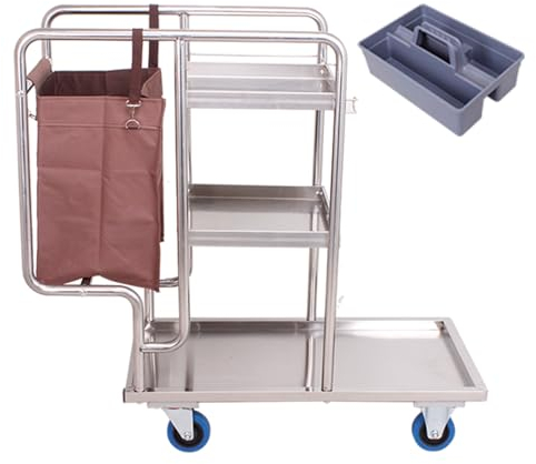 Reinigungswagen Edelstahl-Reinigungswagen, kommerzielle traditionelle Reinigungswagen, Reinigungsmittel-Werkzeugwagen, Reinigungsrolley-Werkzeugwagen, mobiler Reinigungswagen, for Garden School Hospit