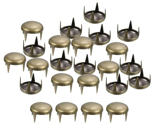 QUARKZMAN 80 Pièces de Rivets Ronds en Bronze, Clous à Pointe en Laiton de 9mm, Clous Punk Rock pour Vêtements DIY, Ceinture, Sac, Bracelet, Artisanat en Cuir