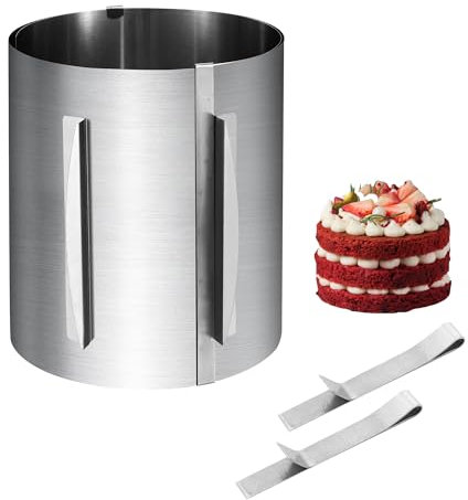 Anello Torta，Anello per torta regolabile 16-30 cm，Stampo circolare torta con 2 clip di fissaggio ，Cerchio Torta Con escala，per stratificare e decorare torte con crema al burro e torte con motivi