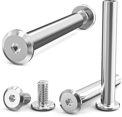 ORTAVA 10 Stück Verbindungsschrauben M6 x 35 mm (10 x Möbelschrauben, 10 x Hülsenschrauben), Edelstahl A2 V2A Schrankverbinder, Möbelverbinder, Schränken, Holzbrettern