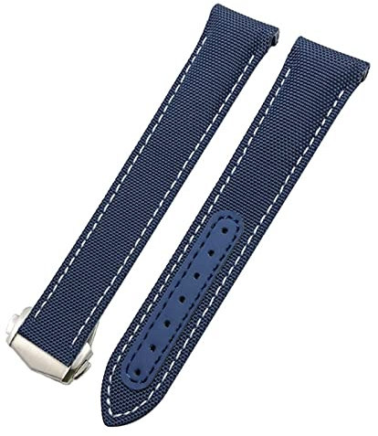 GSZCCZS 20 mm Canvas-Leder-Armband für Omega Seamaster 300 Speedmaster AT150 Planet Ocean Nylon-Uhrenarmband