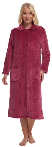Suzy & Me Vestaglia da donna in morbido pile goffrato, con bottoni