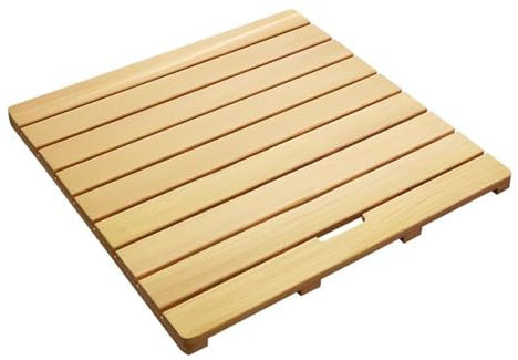 Rutschfeste Bambus-Badematte, wasserdicht, Duschmatte aus Holz, für Badezimmerböden, Mehrzweck, quadratisch, rechteckig, mit Griffen und rutschfesten Füßen, 90 x 50 cm