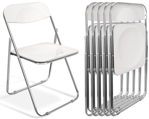 ANVOFONG 6er Set Klappstuhl,Klappstühle Mit Metallgestell,PP-Material Klappsessel,Campingstuhl Klappstuhl,Balkon Garten Stühle,Klappstühle für Gäste und Veranstaltungen-weiß