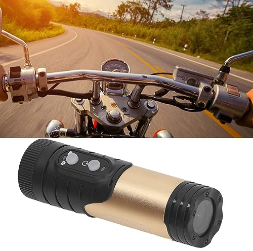 SustVita Weatherproof Motorcycle Helmet Camera with Bracket, 4K Action Camera Anti Shake Sport DV, 18MP Ultra Clear Camcorder with Loop Recording for Bikes (Gold)